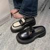 2025 New Shoes French Thick Sole Half Support Loafers Casual Women's Single Shoes British Style Small Leather Shoes