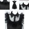 Wednesday Addams Kids Dress Cosplay Costume Party A-shaped Tiered Skirt
