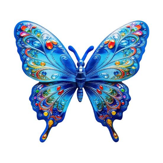 Metal Butterfly Wall Decor Outdoor Fence Wall Art Sculpture 3D Iron Butterfly синий