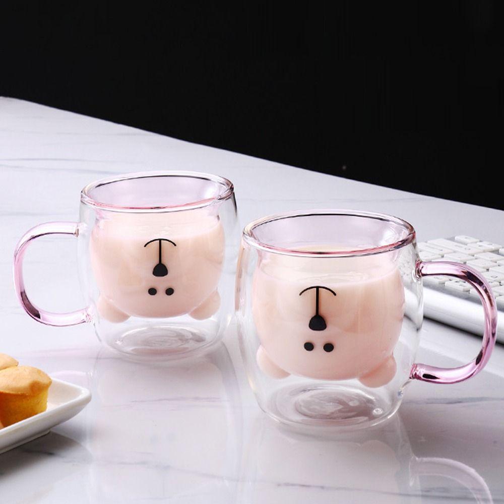 Transparent Glass Cup 250ml Coffee Mug Milk Glass Bear Tea Coffee Cup Drinking utensils