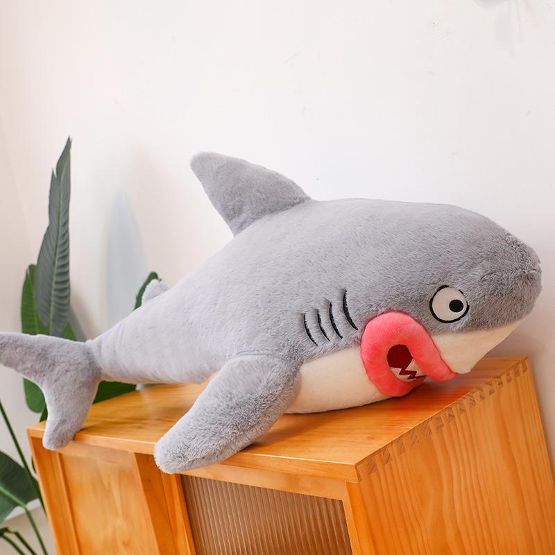 

Cute Lip Red Shark Plush Toy Cartoon Girl Throw Pillow Gift Comfortable And Soft 60cm/23.62in серый
