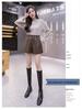 2026 Autumn/Winter Women's High Waist A-line PU Leather Shorts with Elastic Waist and Slimming Wide Leg Design