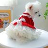 Small Medium Dog Lightweight Velvet Tulle Dress Puppy Cat Christmas Costume Girl Princess Clothes with Bow (Medium, Red)