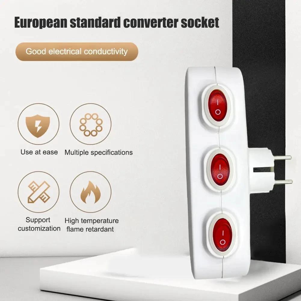 EU Power Socket European Standard Converter Extension Power Socket 2-Pin Plug Spain Germany AC Converter Adapter For Home Use