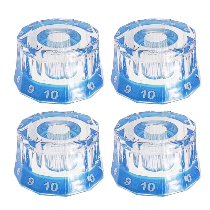4Pcs Guitar Contral Knobs, Clear Knobs Electric Guitar Bass Top Hat Knobs Speed Volumes Tone Control Knobs Replacement