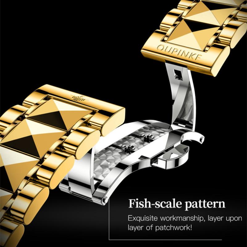 OUPINKE Men's Watch Full -automatic Mechanical Watch Hollow Movement Waterproof High -end Watch