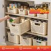 Japanese-Style Snack & Sundries Organizer: Large Plastic Basket for Kitchen, Cabinet, or Desktop Storage.