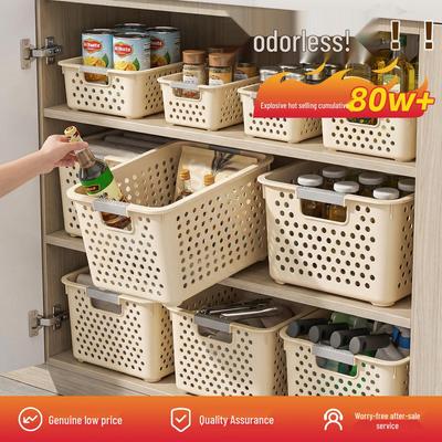 Japanese-Style Snack & Sundries Organizer: Large Plastic Basket for Kitchen, Cabinet, or Desktop Storage.