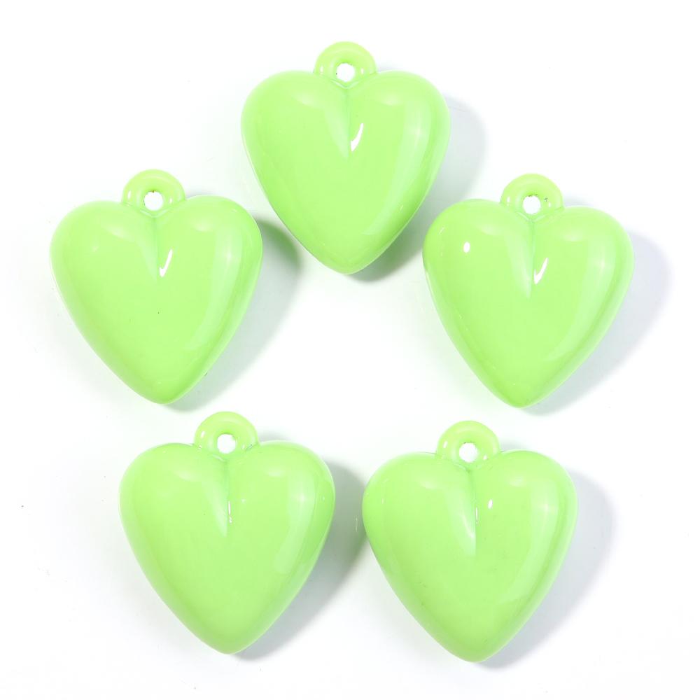 5pcs Heart Acrylic Beads 32X35mm Candy Color Baking Paint Hanging Hole Heart Loose Beads For Jewelry Making DIY Bracelet Pendant