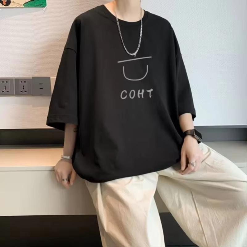 

Casual Black Ice Silk Round Neck Short Sleeve T-Shirt Korean Style Loose Fit Summer Breathable Quick Dry Men s Top Fashionabl S разноцветный