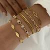 Stainless Steel Luxury Shiny Zircon Charm Bracelet for Women Gold Plated Metal Geometric Chain Bangle Party Minimalist Jewelry
