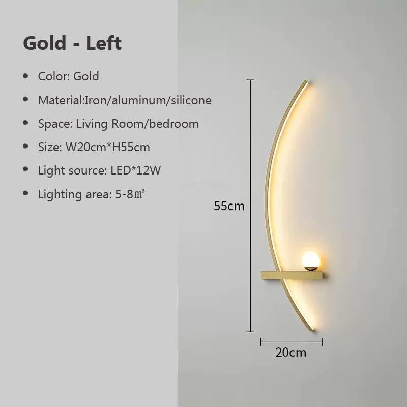 Modern LED Wall Lamp Minimalist Stripe Wall Sconce Black Gold Decorative For Bedroom Bedside Study Home Indoor Lighting Lusters