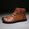 Autumn and Winter High-top Men's Martin Boots Men's Velvet Handmade Casual Leather Boots Men's Short Boots Large Size