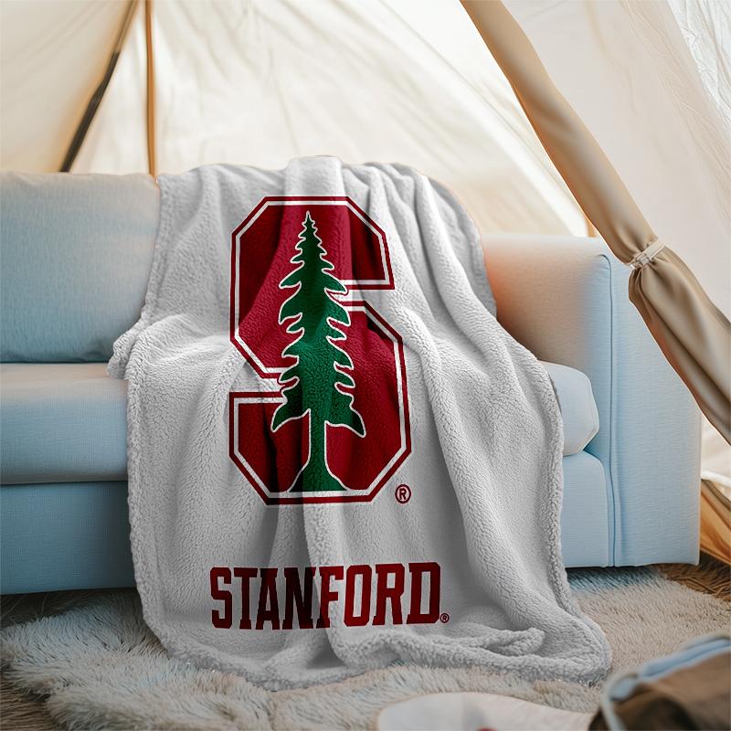 Stanford Cardinal logo printed throw blanket—lightweight,soft,warm;versatile blanket for all seasons—perfect as &air-conditioning throw,nap blanket