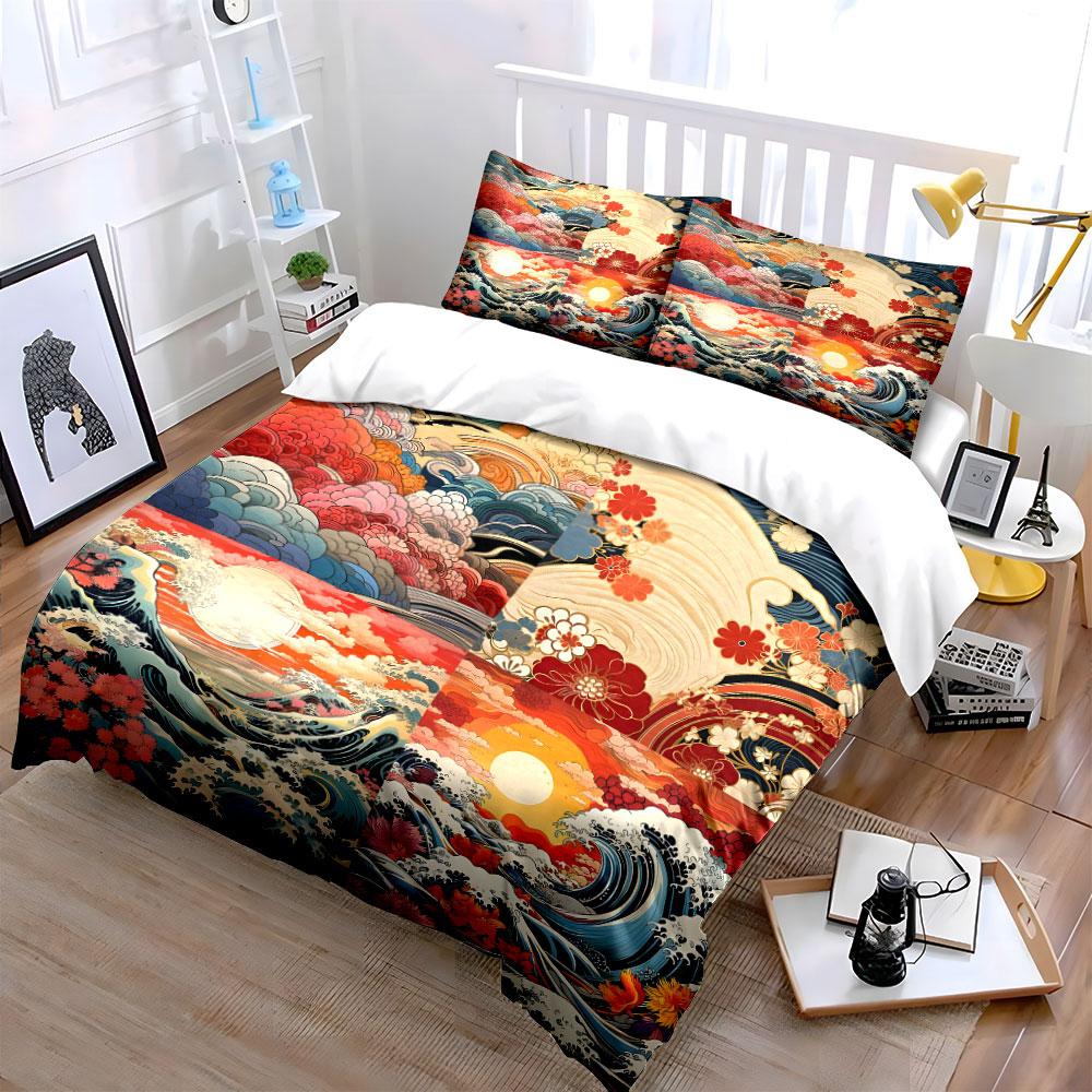 Japanese Style Decorative Set Multiple Sizes Kid'S And Adults' Bedroom Exquisite 3Pc Bedding Set, Gift