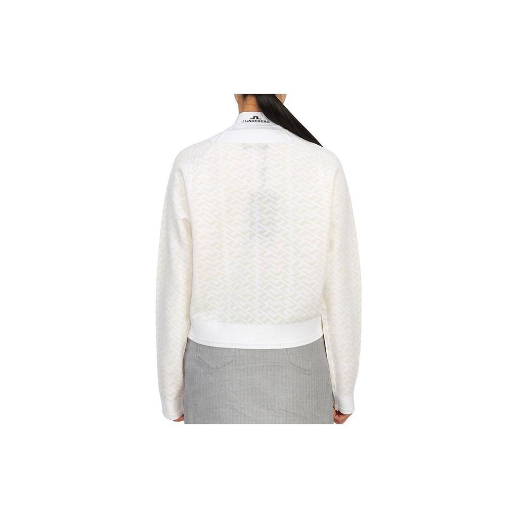 J.LINDEBERG Logo Print Single-Breasted V-Neck Long Sleeve Knit Sweater Women Sweater White GWKW08445-0000