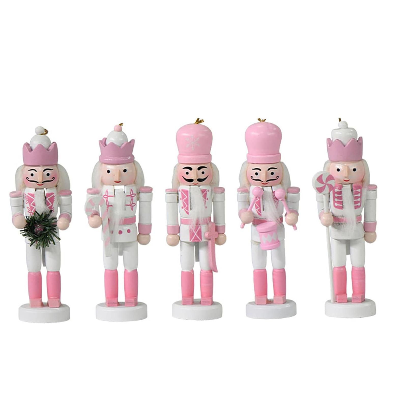 

Christmas Ornaments Set Of 5: Wooden Hangable Cute Soldier Traditional Ornaments, Suitable For Home/ Desktop Decoration One Size