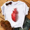 New Summer Heartshaped Floral Print Womens Shortsleeved Tshirt Top Women Clothes Harajuku Graphic T Shirts