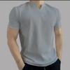 Mens Casual Solid Color V Notch Collar Short Sleeve T Shirt