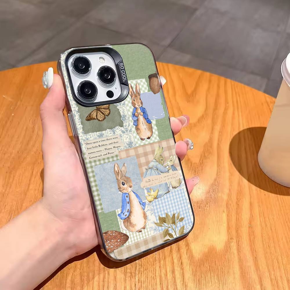 Cute P-Peter Rabbit Phone Case For iPhone17,16,15,14,13,12,11,Pro,MAX White Matte Shockproof Cover