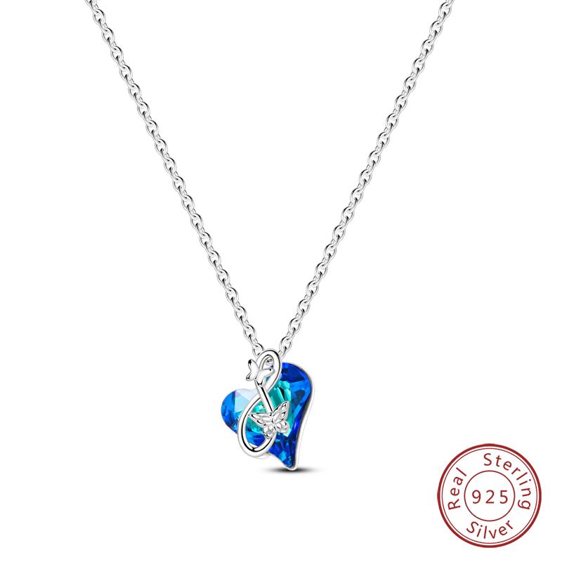 Necklace For Women Copper Color Blue Crystal Shell Pearl Pendant Necklace Fine Anniversary Birthday All-Match Jewelry Gifts