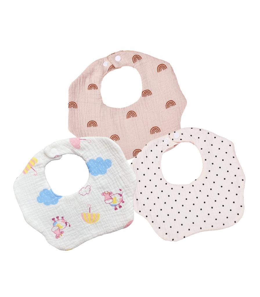 Recommended by Nursery Baby Bibs for Boys and Large Baby Aprons for Nursery School of 3 [C_himawari] Teachers Girls, 6-Layer Gauze, Soft, 100%