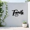 2D Metal Wall Art Family Sign with Two Hearts, Christmas Halloween Gift, Handwritten Style, Smooth Lines, Warm Home Decoration