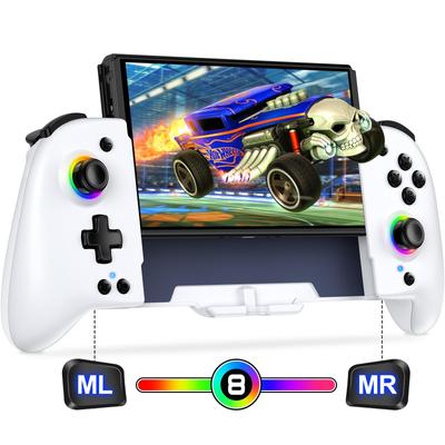 Switch 8 Color RGB Macro Handheld Mode Controller Switch Controller Program Editing Equipped with Gyro Rapid Fire 1000mAh Large Compatible with White