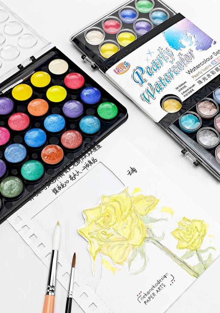 Huideler Perle 36-Farben Waschbares Aquarellfarben-Set für Anfänger & Profis