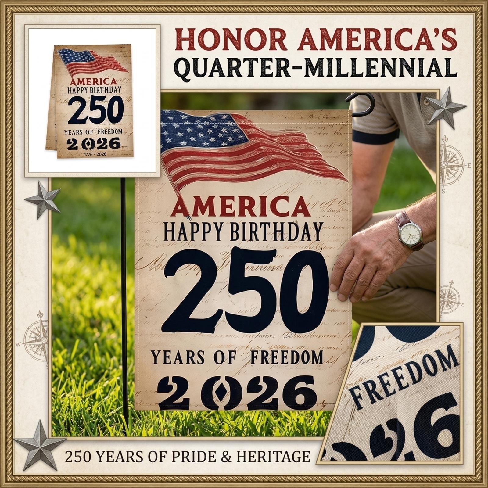 

The People 1776-2026 Flag Memorial Day Patriotic 250th Birthday 250 Years United States Indoor Garden Decoration (250 YEARS) One Size