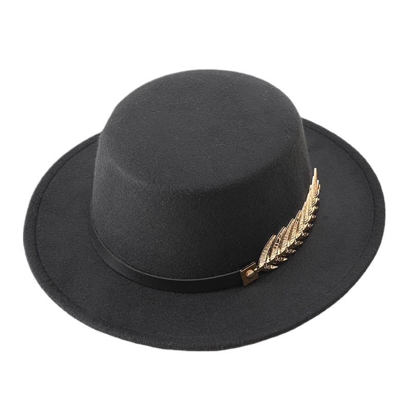 Autumn and Winter New Retro British Style Flat Top Top Hat Couple Men and Women Gentleman's Hat Spring and Autumn Small Flat Brim Woolen Warm