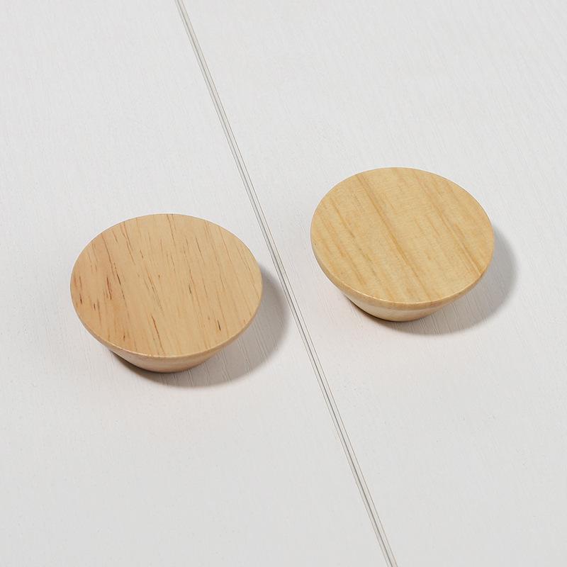 Wood Home Wardrobe Handle Pastoral Style Nordic Style Solid Single Hole Wooden Round Button Handle Drawer Cabinet Handle Drawer Cabinet Handle