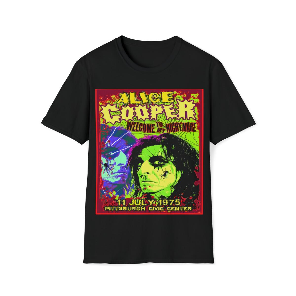 Soft Cotton T-Shirt Mens Womens Tees Top. Alice Cooper, Welcome to my nightmare L