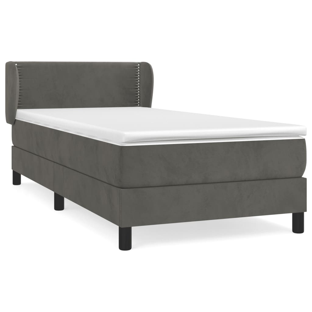 Vidaxl Continental Bed With Mattress, Dark Grey Velvet, 90X190 Cm