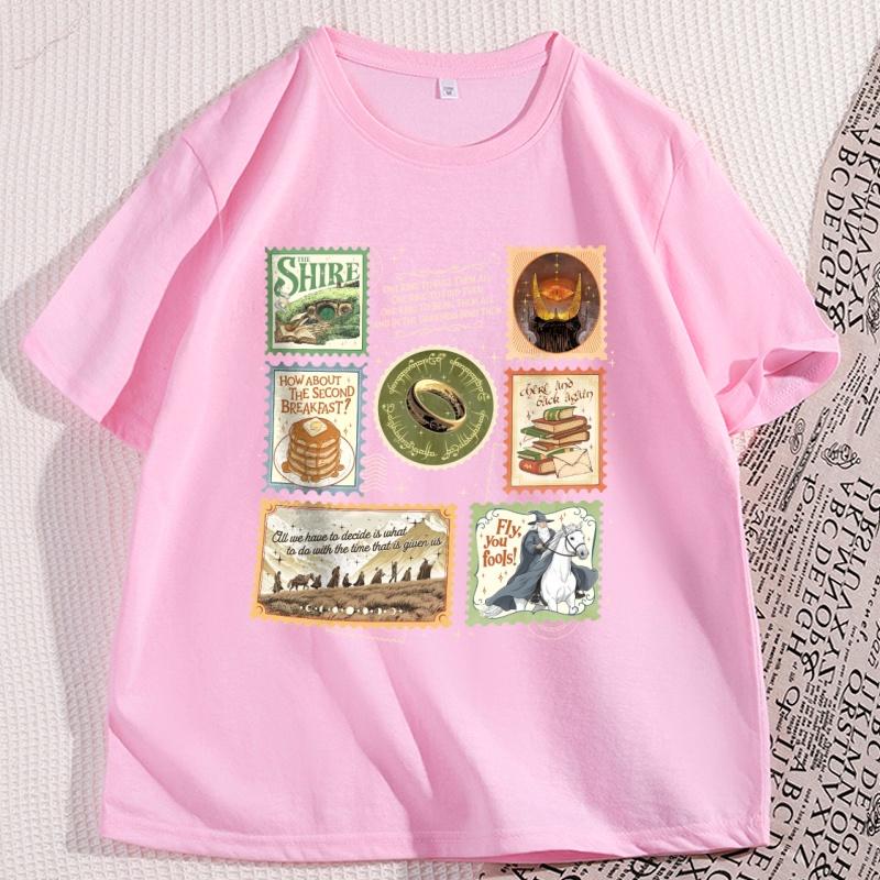The Shire Stamps Tshirt for Fans Clothes Casual Cotton Short Sleeve Crewneck T Shirt Dark Lord Fantasy Reading Tshirt Clothes