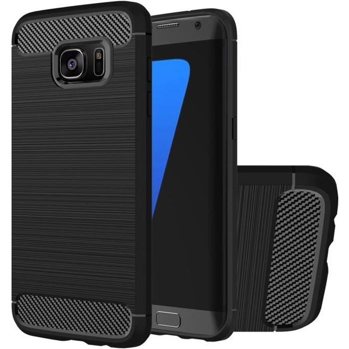 Coque de protection - fibres de carbone - samsung galaxy s7 edge - antichoc - élégant - souple