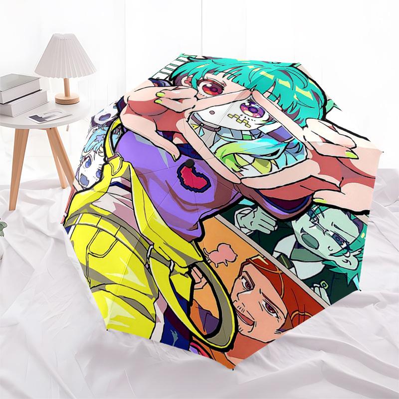 1 Stück Outdoor-Regenschirm mit Anime-Charakter-Aufdruck - Automatisches Öffnen/Schließen, Tragbares 3-fach faltbares Design, 8-Speichen-Eisenrahmen - Perfektes Geschenk für Fans, Tr