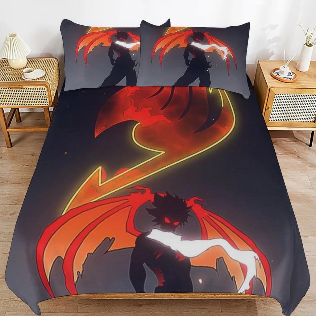 Cartoon Fairy Tail Duvet Cover Pillowcase Bedding Set Adult Boy Girl Bedroom Decoration Children Single Double Large Size