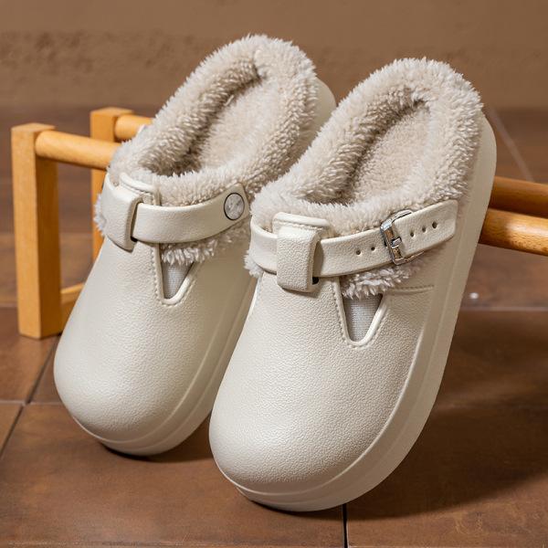Warm Waterproof Cotton Slippers Piled Thickened Non-slip Home Indoor Couple Autumn and Winter Cotton Slippers