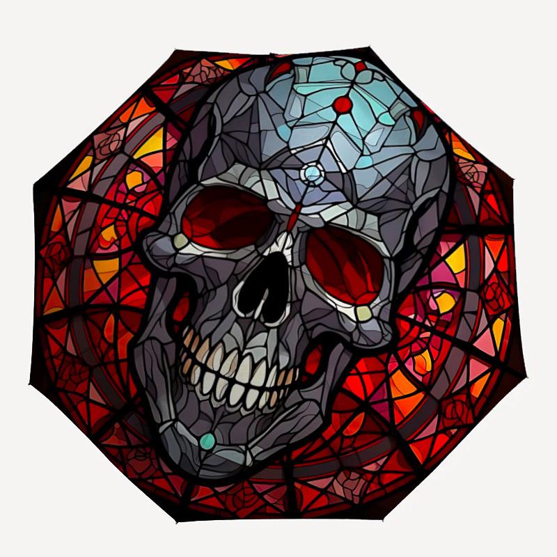 

1PC Stained Skull Personality Umbrella with 8 Frames, Automatic Open, Durable Frame, Quality Craftsmanship yy250912074