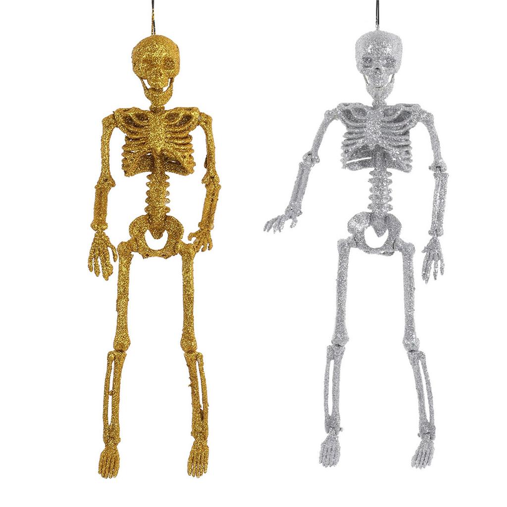 40cm Glittering Skeleton Halloween Decorations with Articulated Joints For Holiday Party Centerpieces Indoor and Outdoor