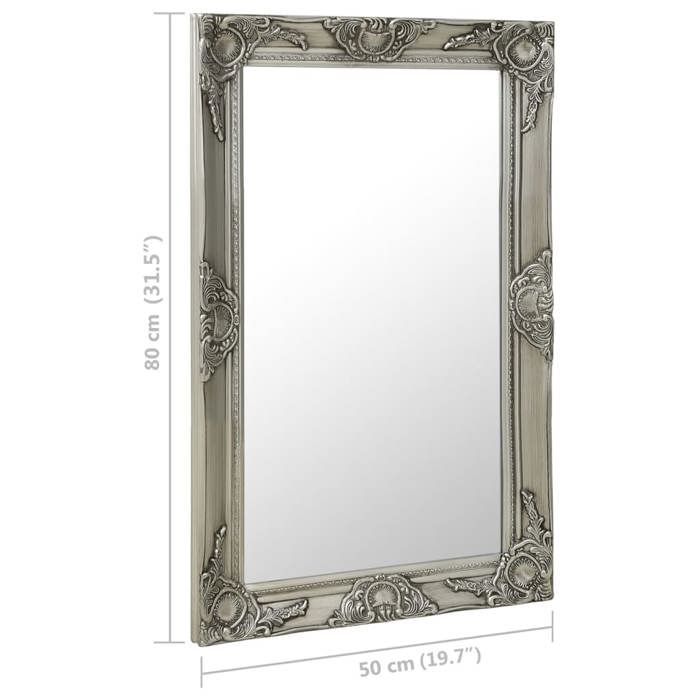 VidaXL Wall Mirror Baroque Style 50x80 Cm Silver 320322