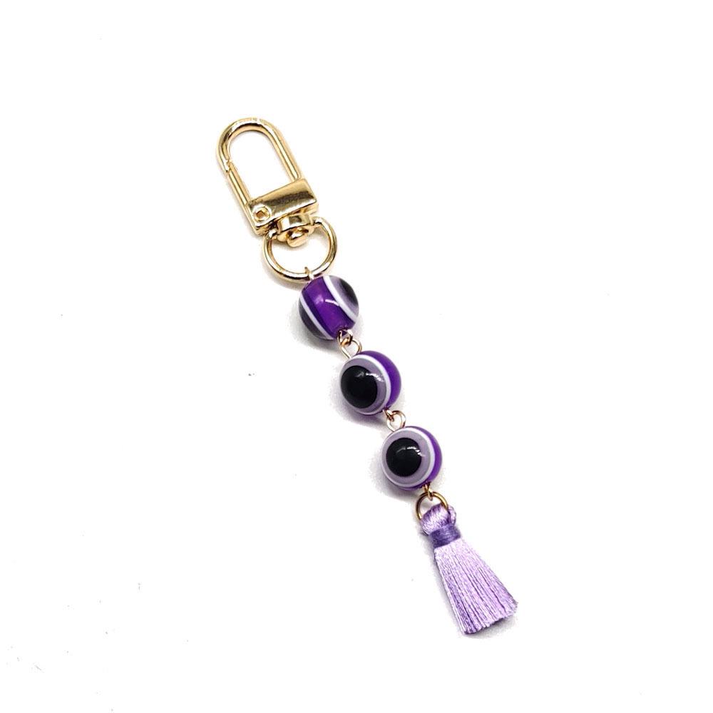 Turkish Resin Eye Keychain with Gold-Plated Tassel Pendant