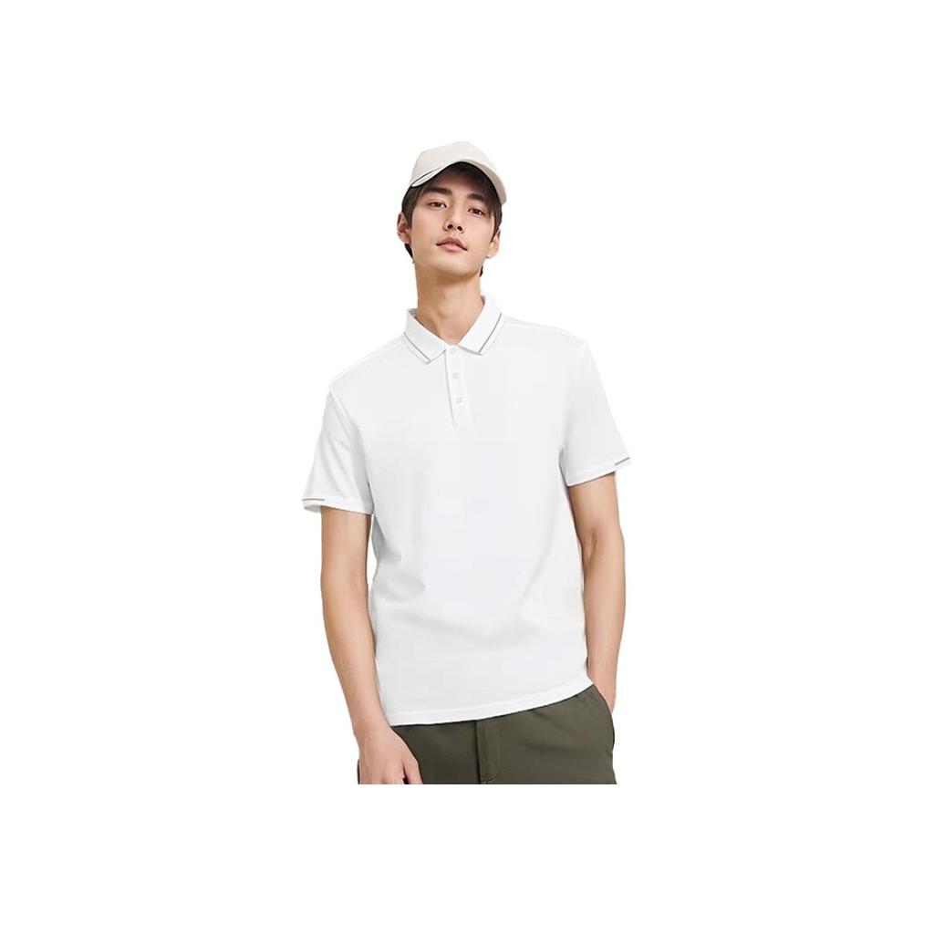 Li Ning Logo Cotton Breathable Solid Color College Style Sports Casual Short Sleeve Polo Shirt Unisex Polo Shirts LSKS110-2