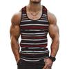 Retro Striped Graphic Tank Tops For Men Fashion Casual Summer Sleeveless 3D Printed Vest Loose Crew Neck Quick Dry Sports Tees