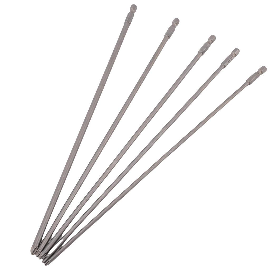 5Pcs PH Screw Driver Bit 1 4in Hex Shank Long PH1 PH2 S2 Alloy Steel Industrial Grade Electric Drill Tool 300mm