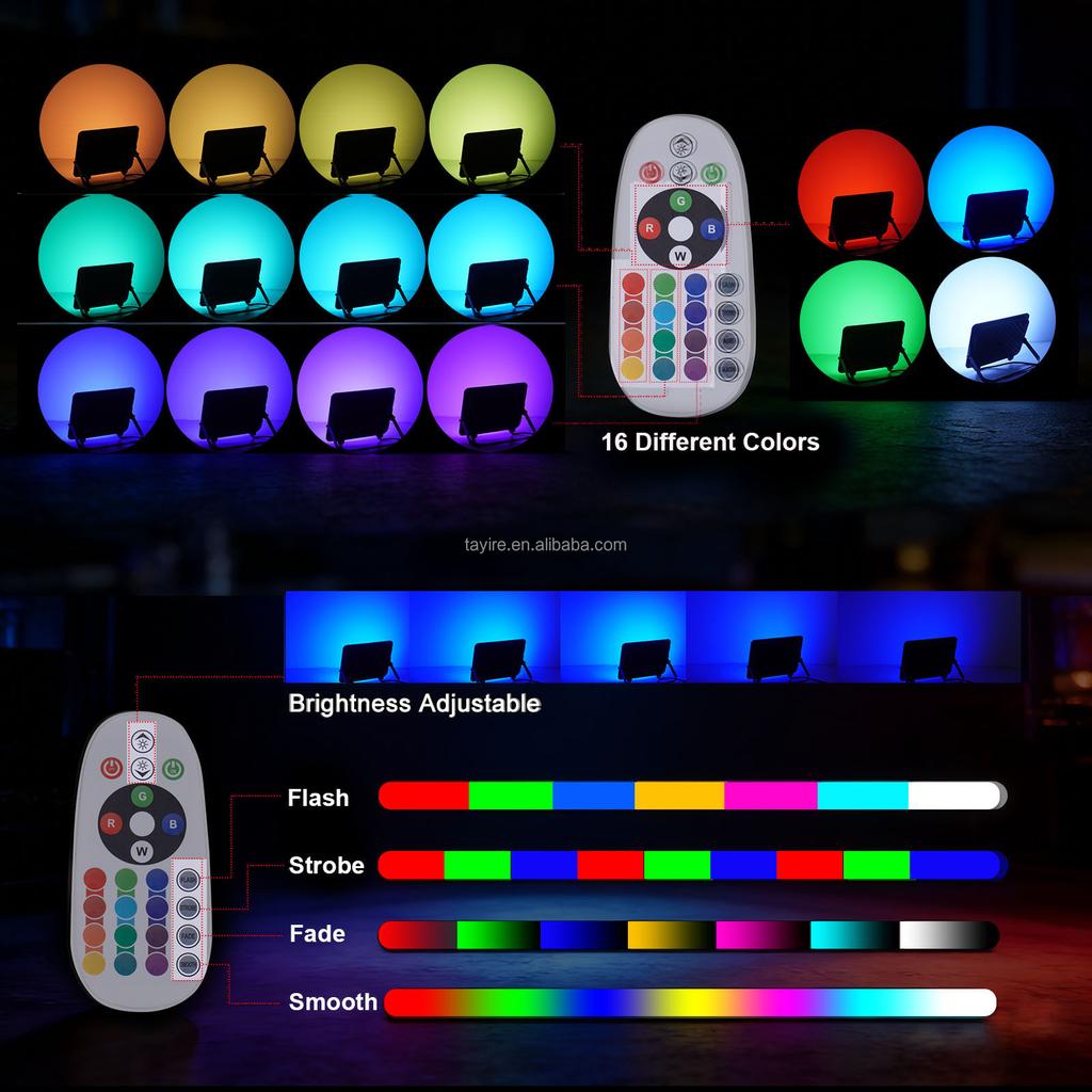 European Stock RGB Led Floodlight with EU Plug 50W 100W Multicolor Remote Control Memory Function 16Modes Led Lamp RGB Projector