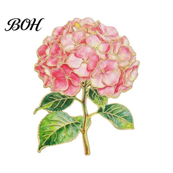 Hydrangea Flower Brooch Pin, Enamel Shape Lapel Polished Edges Backpack Artistic Floral Decorative Badge for Coat Collars Scarves Canvas Bags Colorful