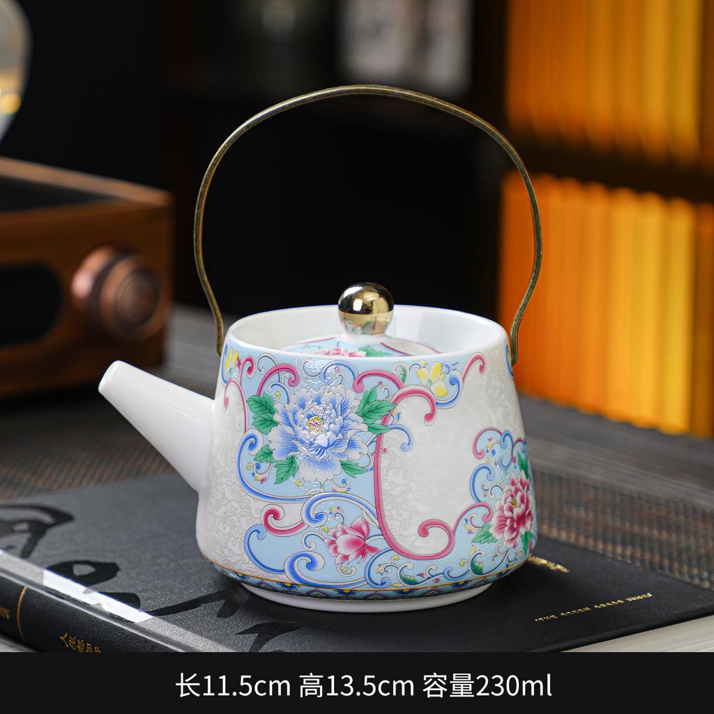 White porcelain enamel color kung fu tea set, turn cover bowl, fair cup, tea cup, full set of business souvenir box