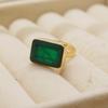 Horizontal Dark Emerald Quartz 925 Sterling Silver Yellow Gold Filled Ring